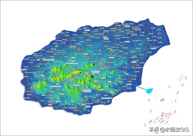 值得收藏的全国各省三维地形图 - 海南省